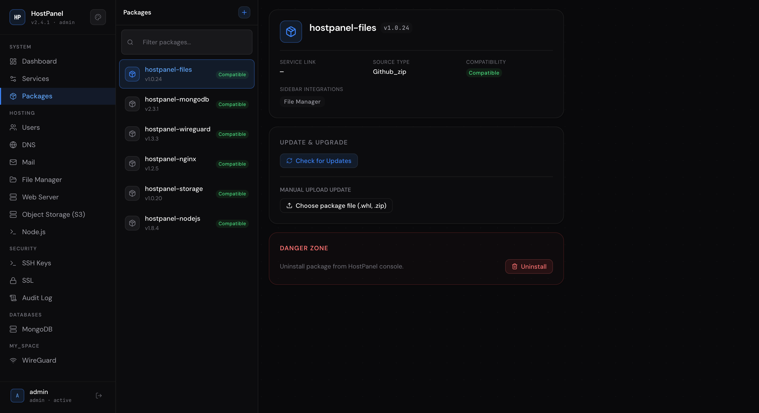 HostPanel packages